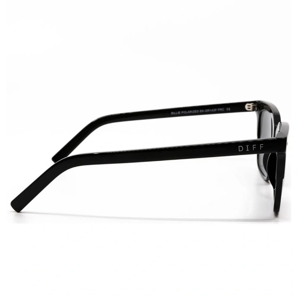 DIFF EYEWEAR Billie Polarized Sunglasses Unisex 53 mm Black Acetate 100% UVA/UVB